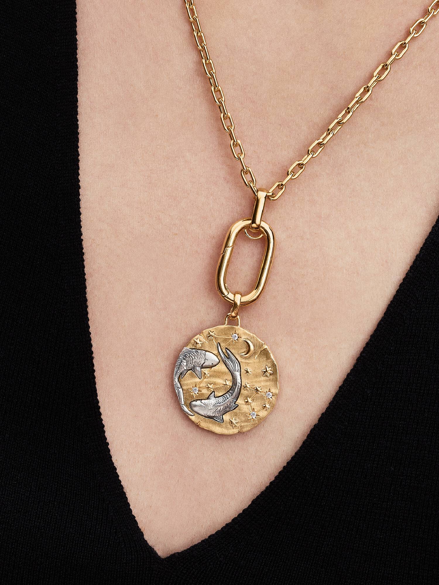 Pisces Zodiac Oversized Medallion Charm