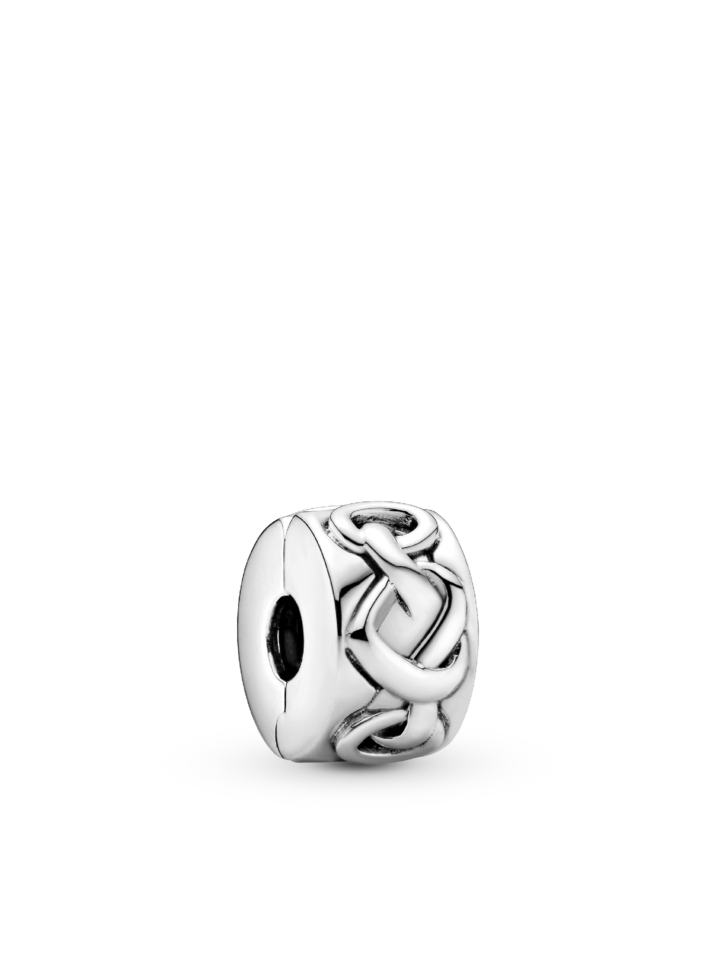 Женский шарм Pandora Knotted Hearts Clip Charm, цвет: Серебро
