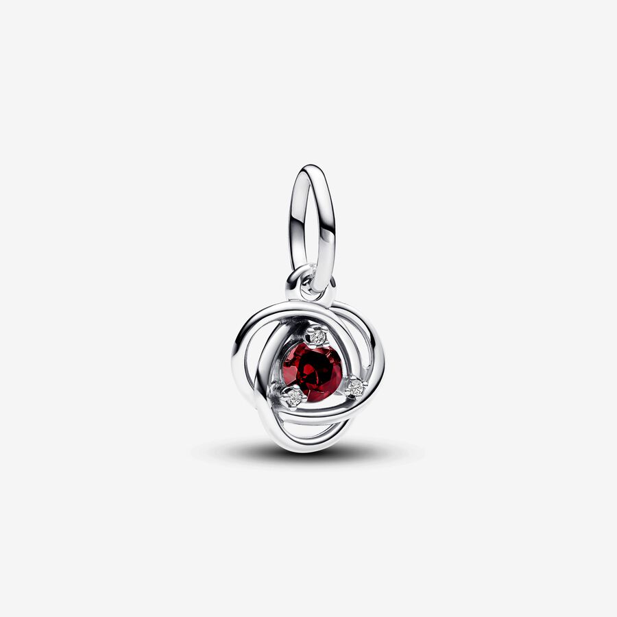 January Red Eternity Circle Dangle Charm image number 0