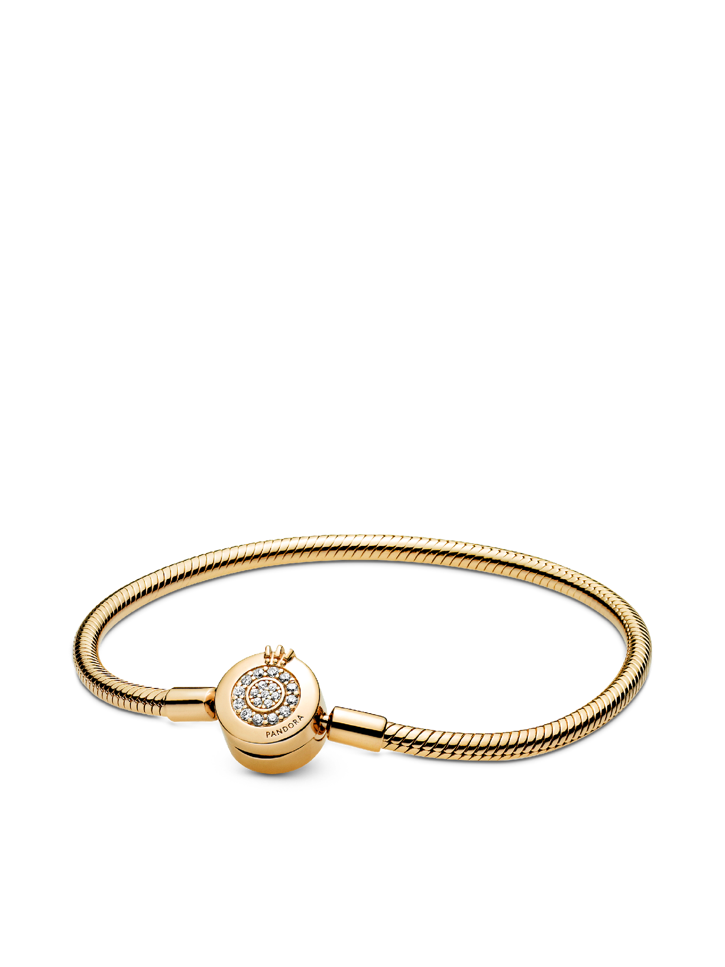 Женский браслет Pandora Moments Sparkling Crown O Snake Chain, Gold plated, цвет: Позолоченный — фото 1