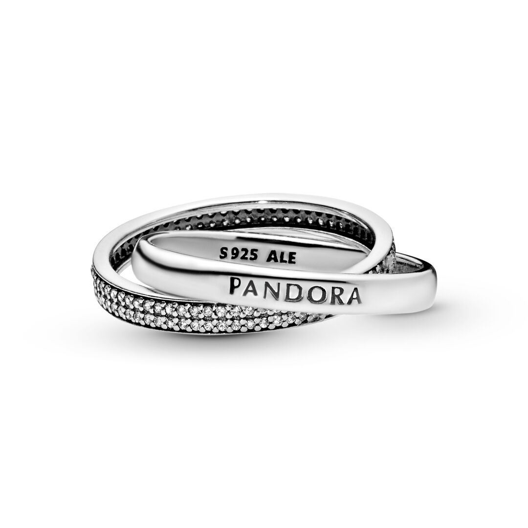 FINAL SALE - Intertwined Pandora Logo and Pavé Ring