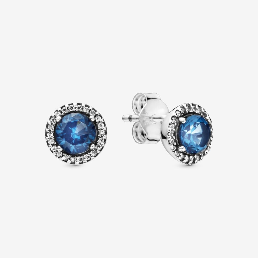 FINAL SALE - Blue Round Sparkle Stud Earrings image number 0