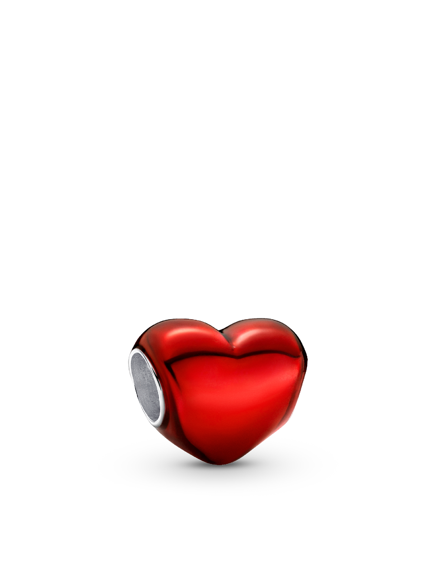 Женский шарм Pandora Metallic Red Heart Charm, цвет: Серебро — фото 1