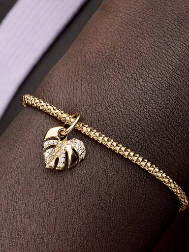 FINAL SALE - Sparkling Monstera Leaf Dangle Charm