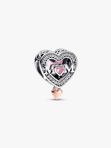 Two-tone Openwork Mom & Heart Charm