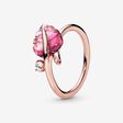 FINAL SALE - Pink Murano Glass Leaf Ring