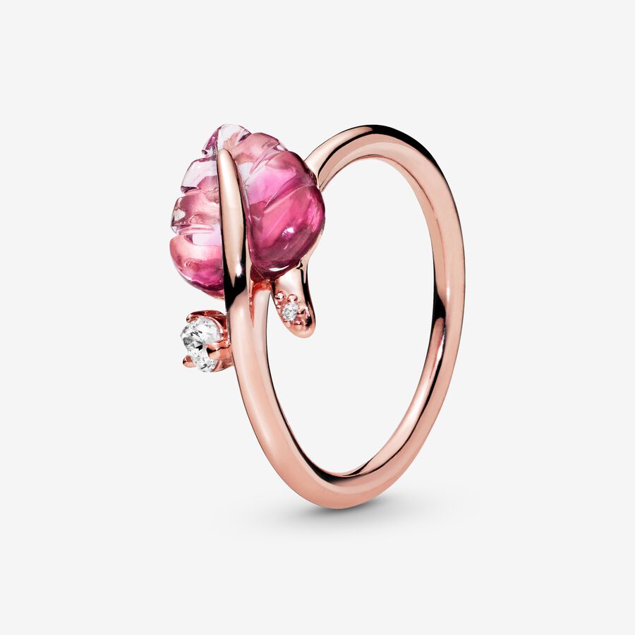 FINAL SALE - Pink Murano Glass Leaf Ring image number 0