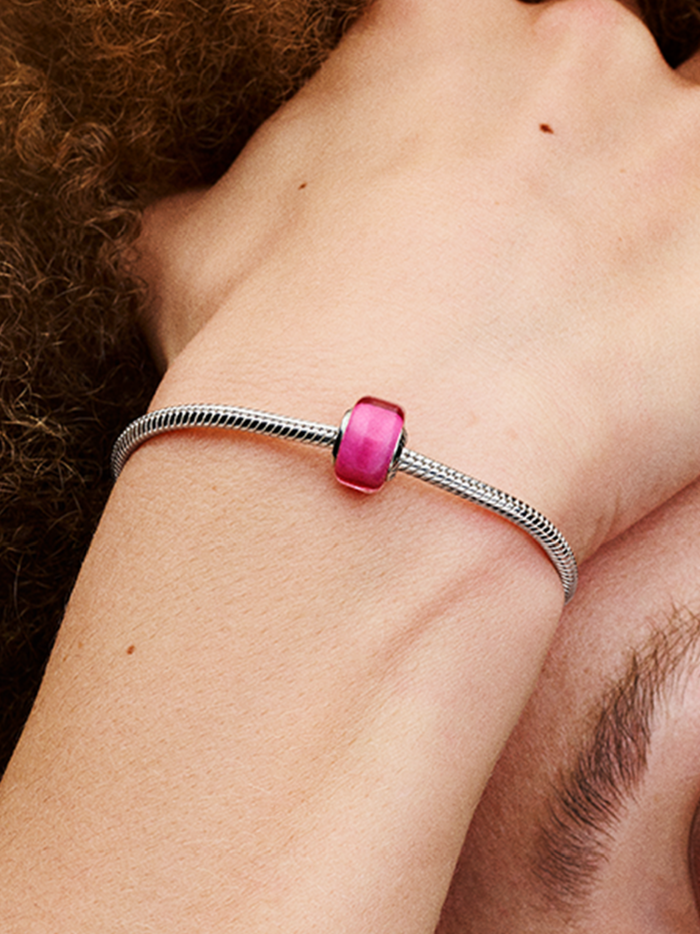 Женский шарм Pandora Pink Mini Murano Glass Charm, цвет: Серебро — фото 3