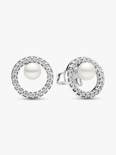 Treated Freshwater Cultured Pearl & Pavé Halo Stud Earrings