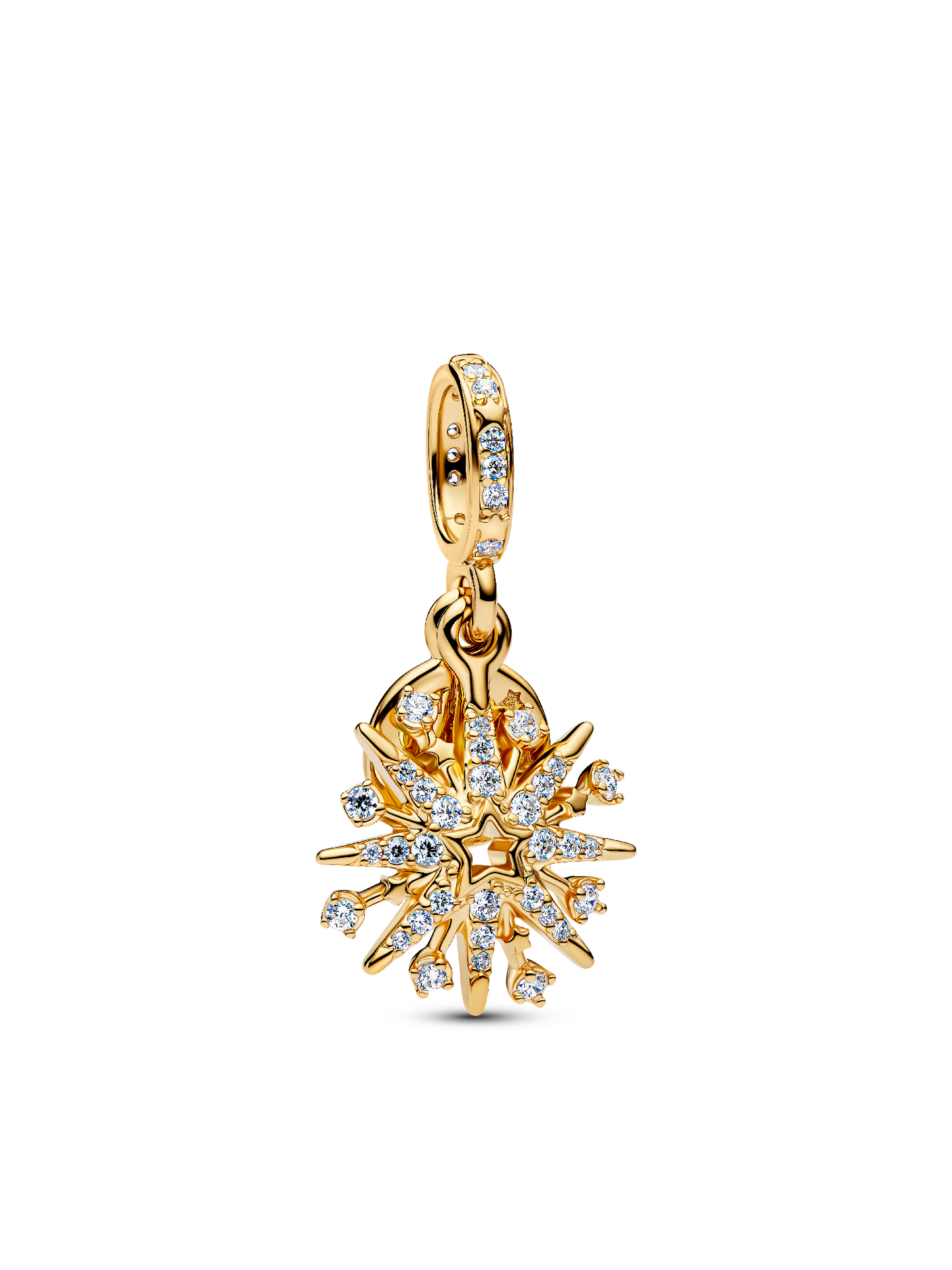 Женский шарм Pandora Sparkling Firework Double Dangle Charm, Gold plated, цвет: Позолоченный