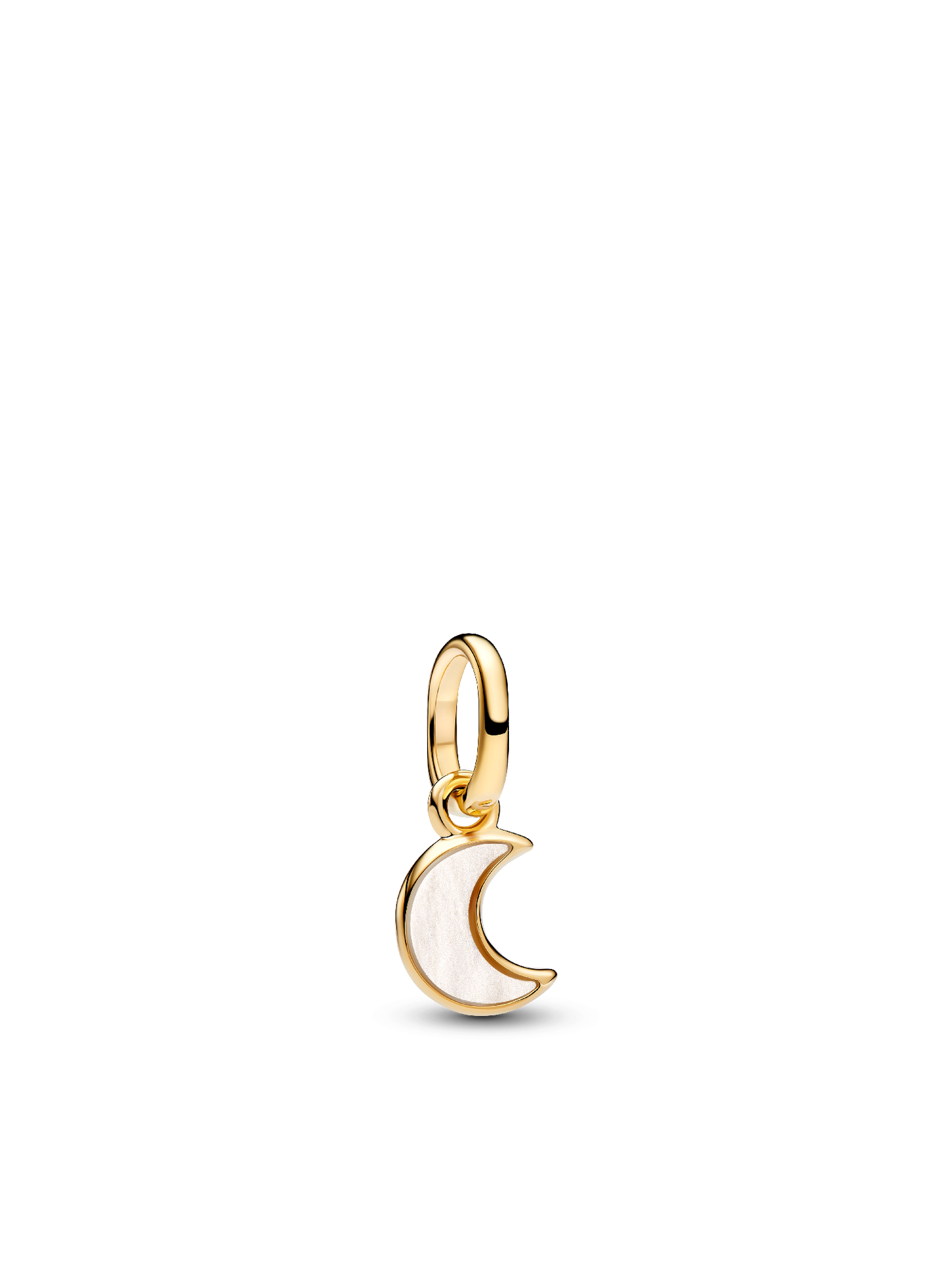 Женский шарм Pandora White Crescent Moon Mini Dangle Charm, цвет: Позолоченный — фото 1