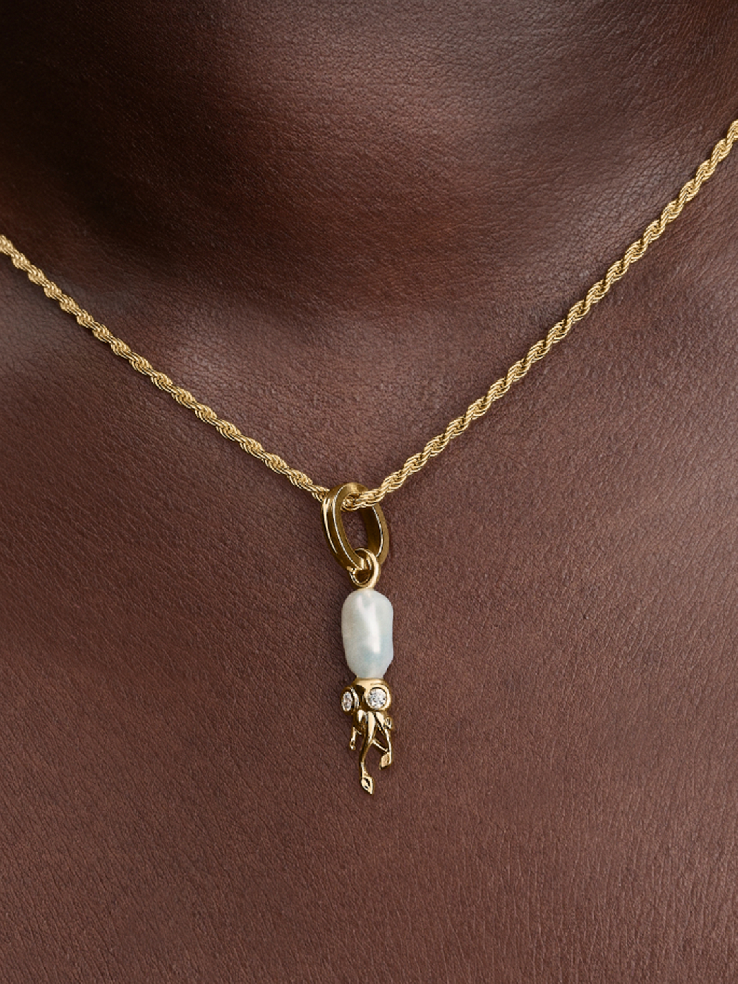 Treated Freshwater Cultured Baroque Pearl Squid Dangle Charm