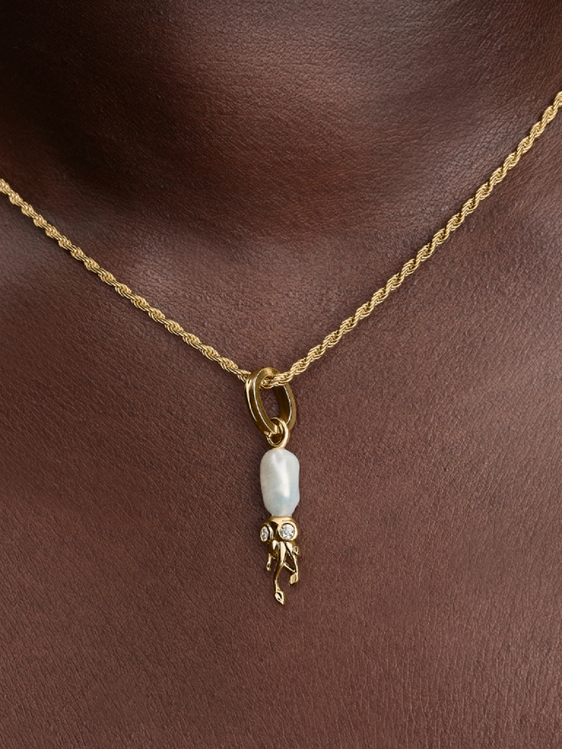 Treated Freshwater Cultured Baroque Pearl Squid Dangle Charm