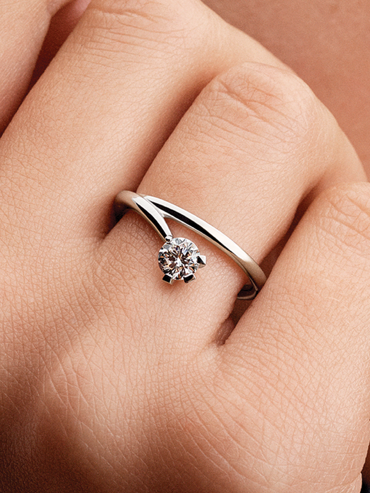 Женское кольцо Pandora Nova 14k White Gold Lab-grown Diamond Asymmetric, цвет: Белое золото — фото 3