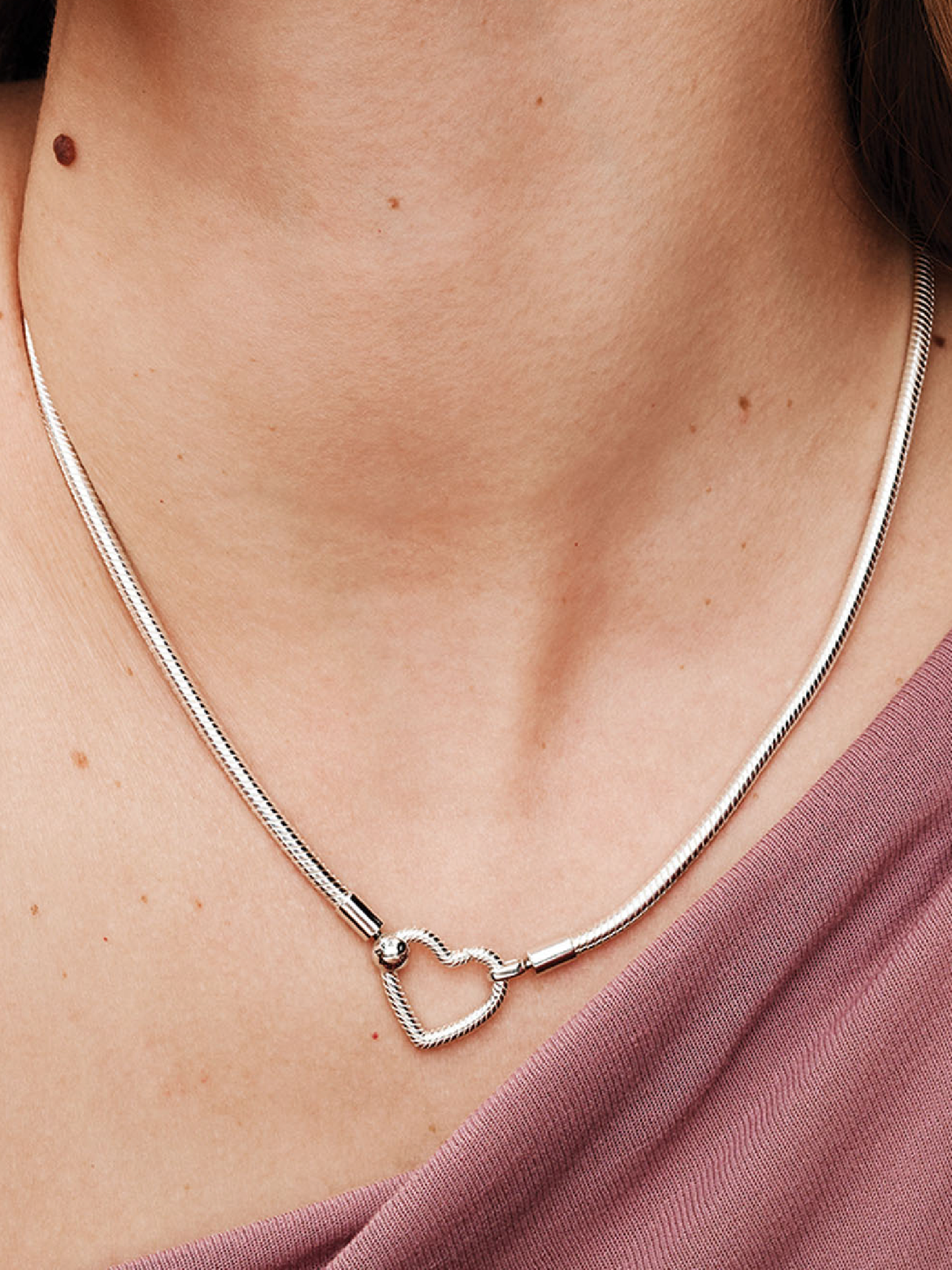 Женская цепочка Pandora Heart Closure Snake Chain, цвет: Серебро — фото 3