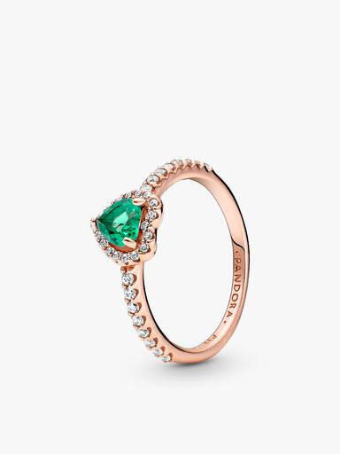 Green Heart Princess Wishbone Stacking Ring Set