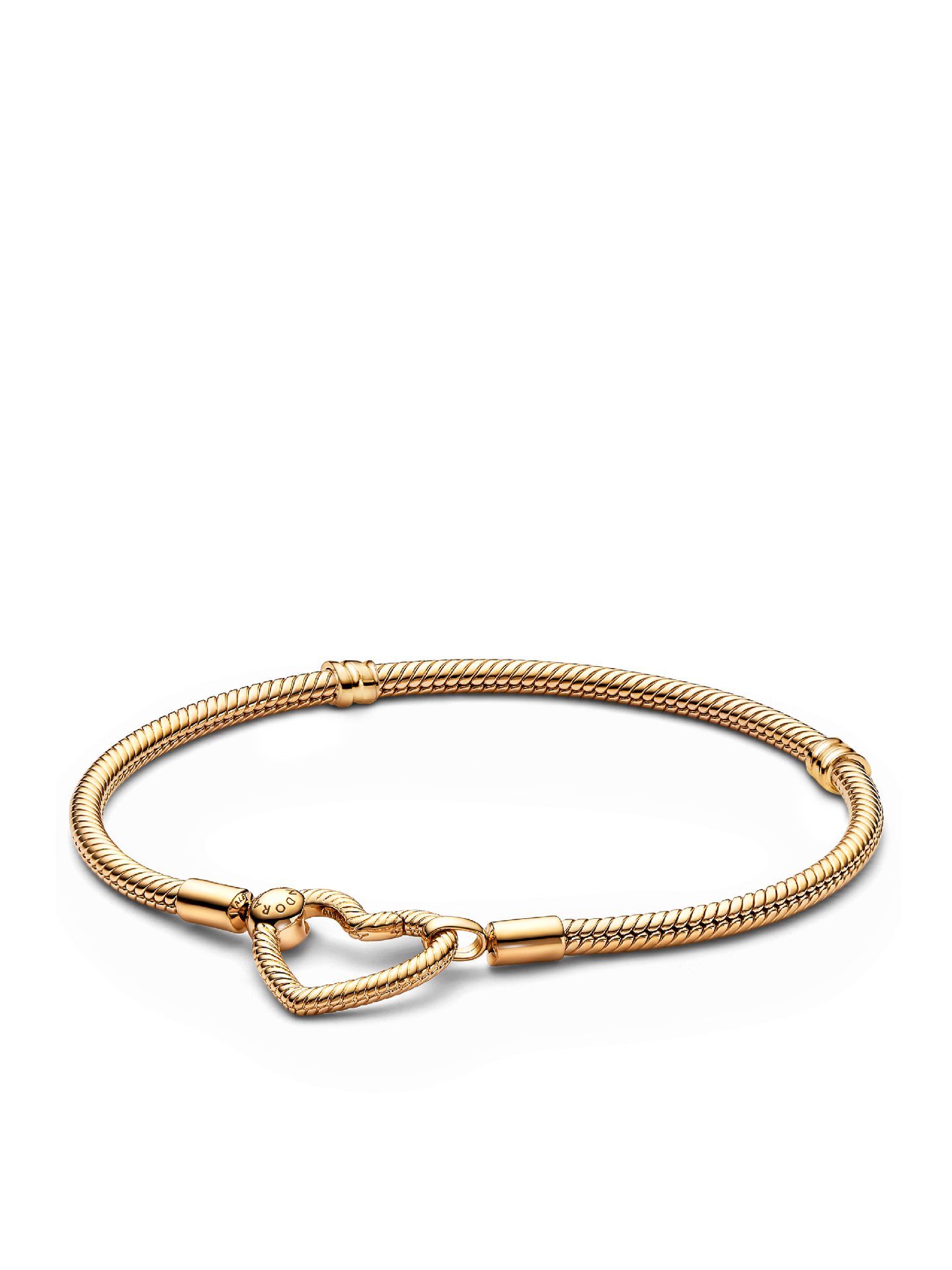Женский браслет Pandora Moments Heart Closure Snake Chain, Gold, цвет: Золотой — фото 1