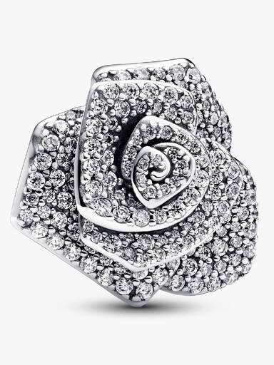 FINAL SALE - Sparkling Rose in Bloom Oversized Charm