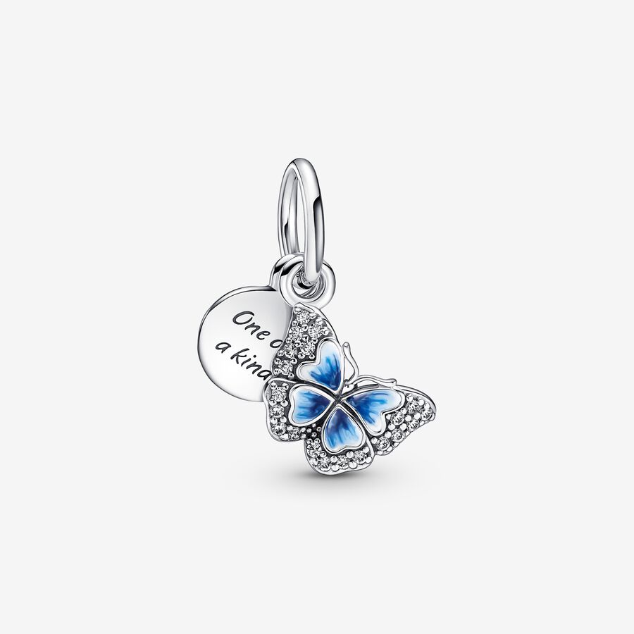 voeden Vaarwel gespannen Blue Butterfly & Quote Double Dangle Charm | Sterling silver | Pandora US