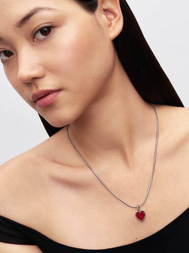 Engravable Red Heart Dangle Charm, Platinum Plated