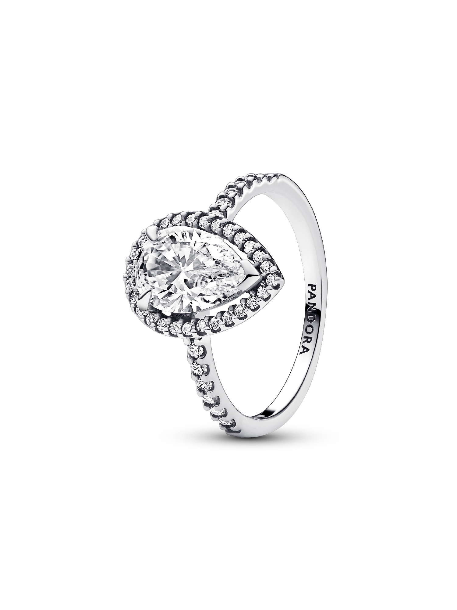 Sparkling Pear Halo Ring