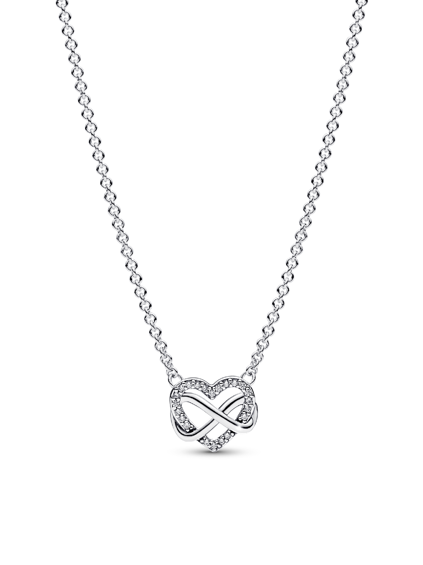 Женское колье Pandora Sparkling Infinity Heart Collier, Sterling silver, цвет: Серебро — фото 1