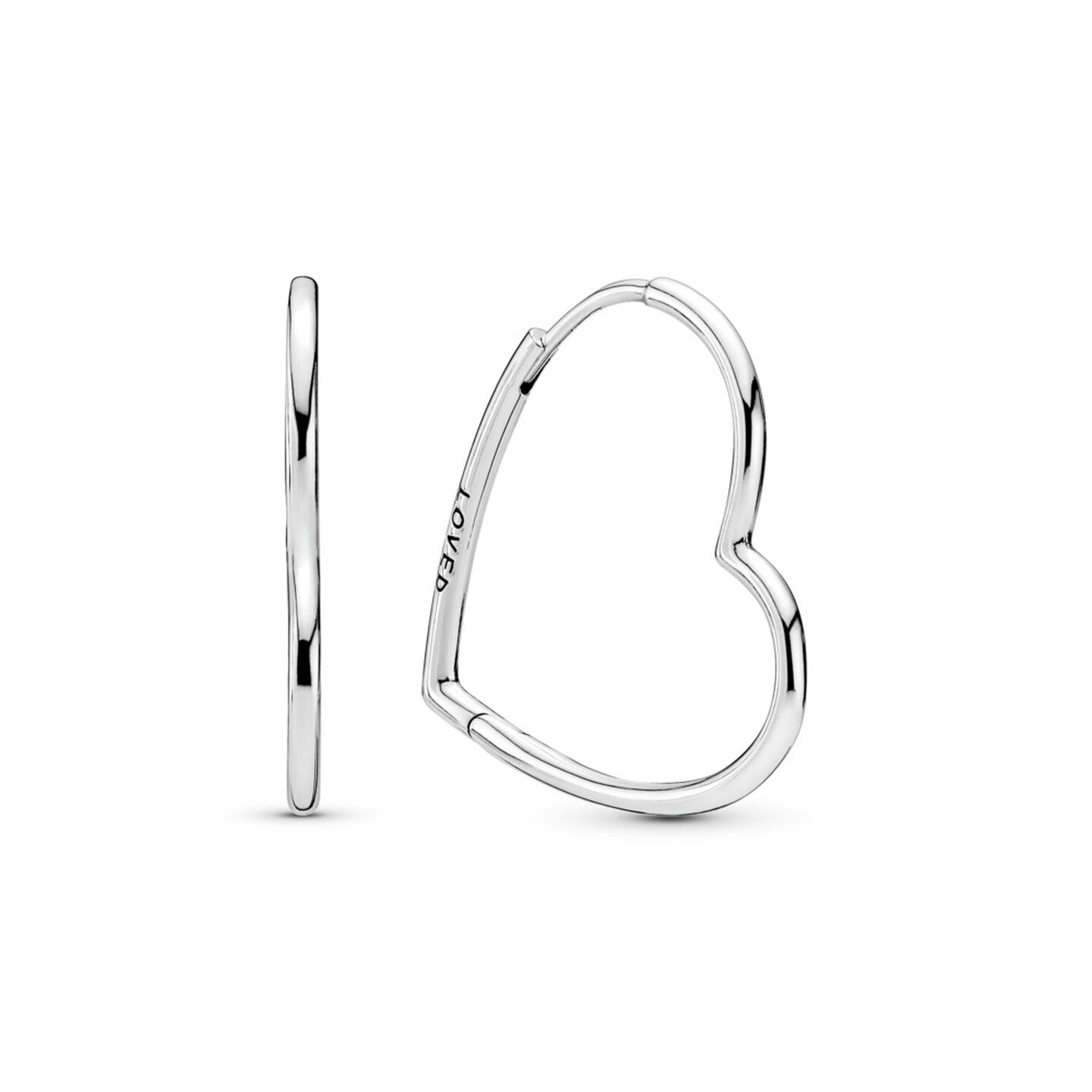 Женские серьги Pandora Asymmetrical Heart, Sterling silver #297822, цвет: Серебро — фото 2
