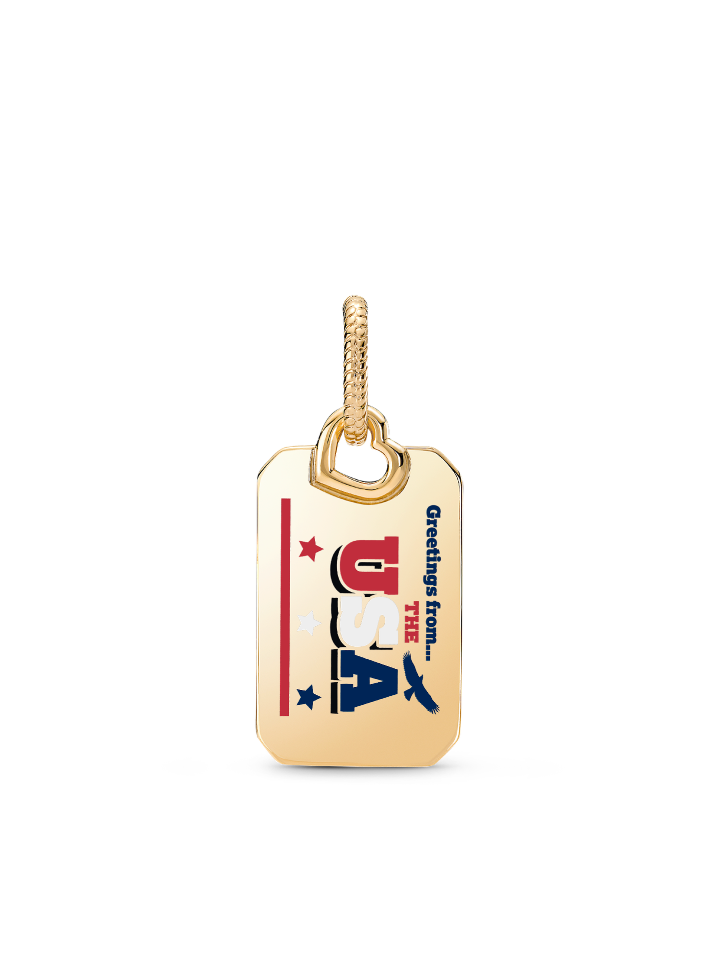 Женский шарм Pandora USA Postcard Dangle Charm, Gold plated, цвет: Позолоченный — фото 1