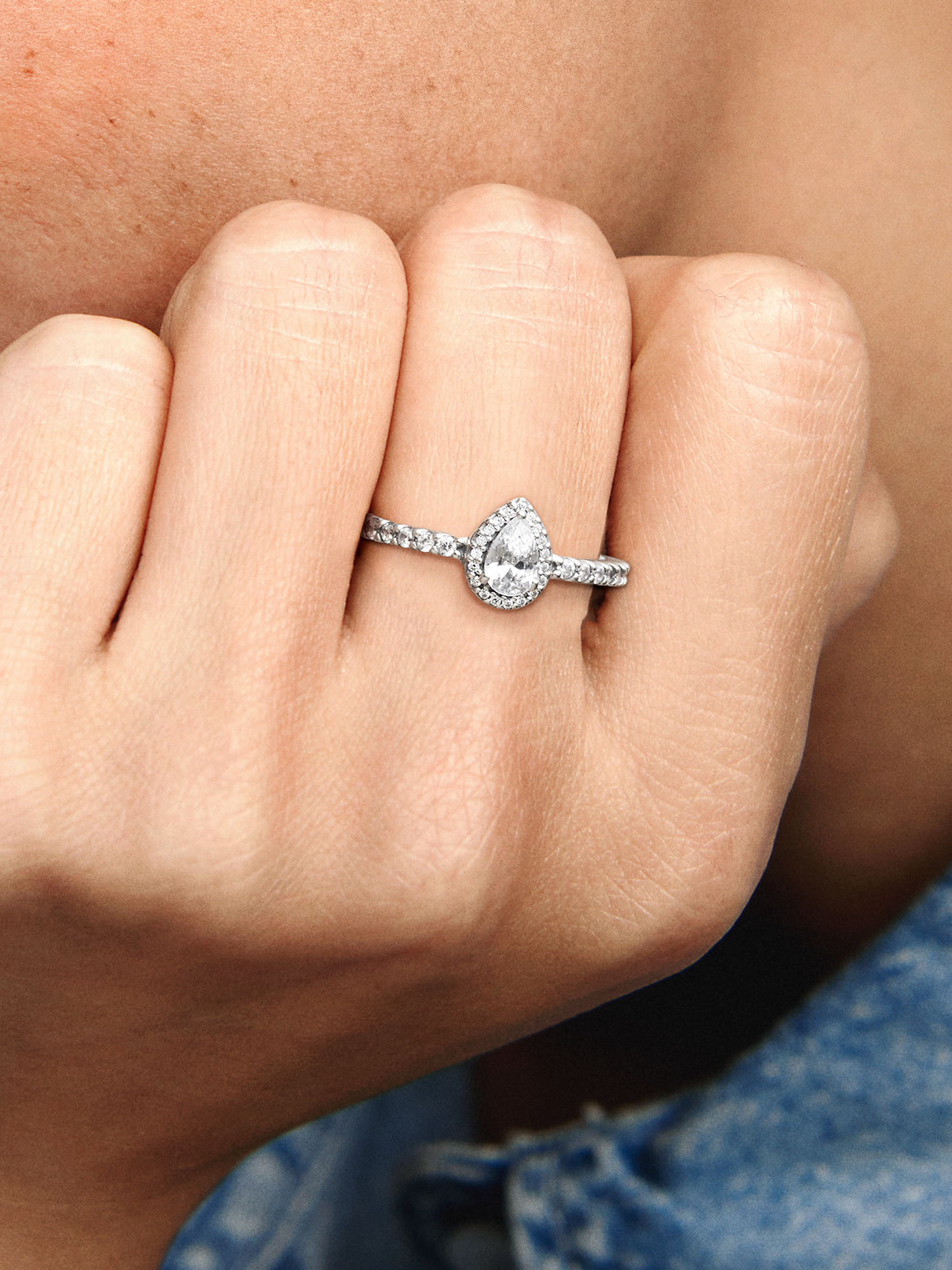 Classic Teardrop Halo Ring