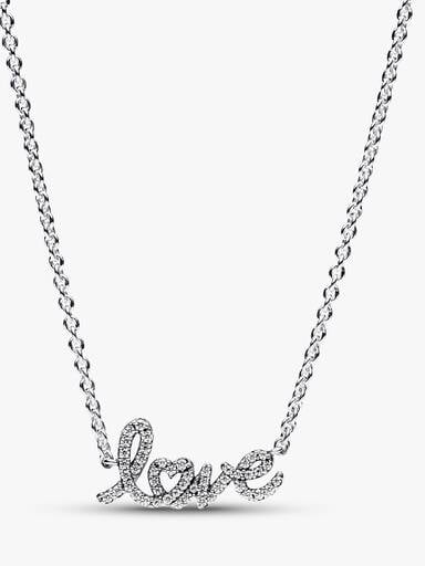 Sparkling Handwritten Love Collier Necklace