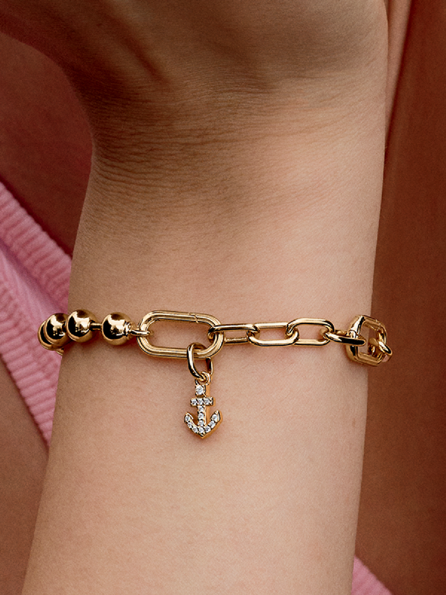 Женский шарм Pandora Anchor Mini Dangle Charm, цвет: Позолоченный — фото 3