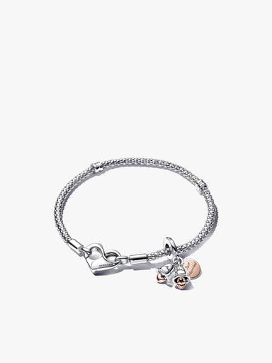 Just Married Two-Tone Wedding Bells Charm & Bracelet Set