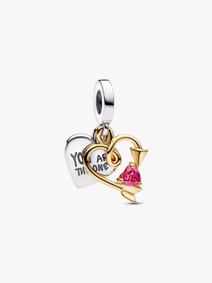 Engravable Heart & Arrow Double Dangle Charm