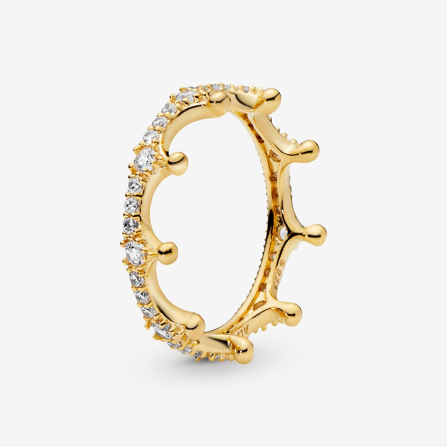 man Gesprekelijk regeling Clear Sparkling Crown Ring | Gold plated | Pandora US