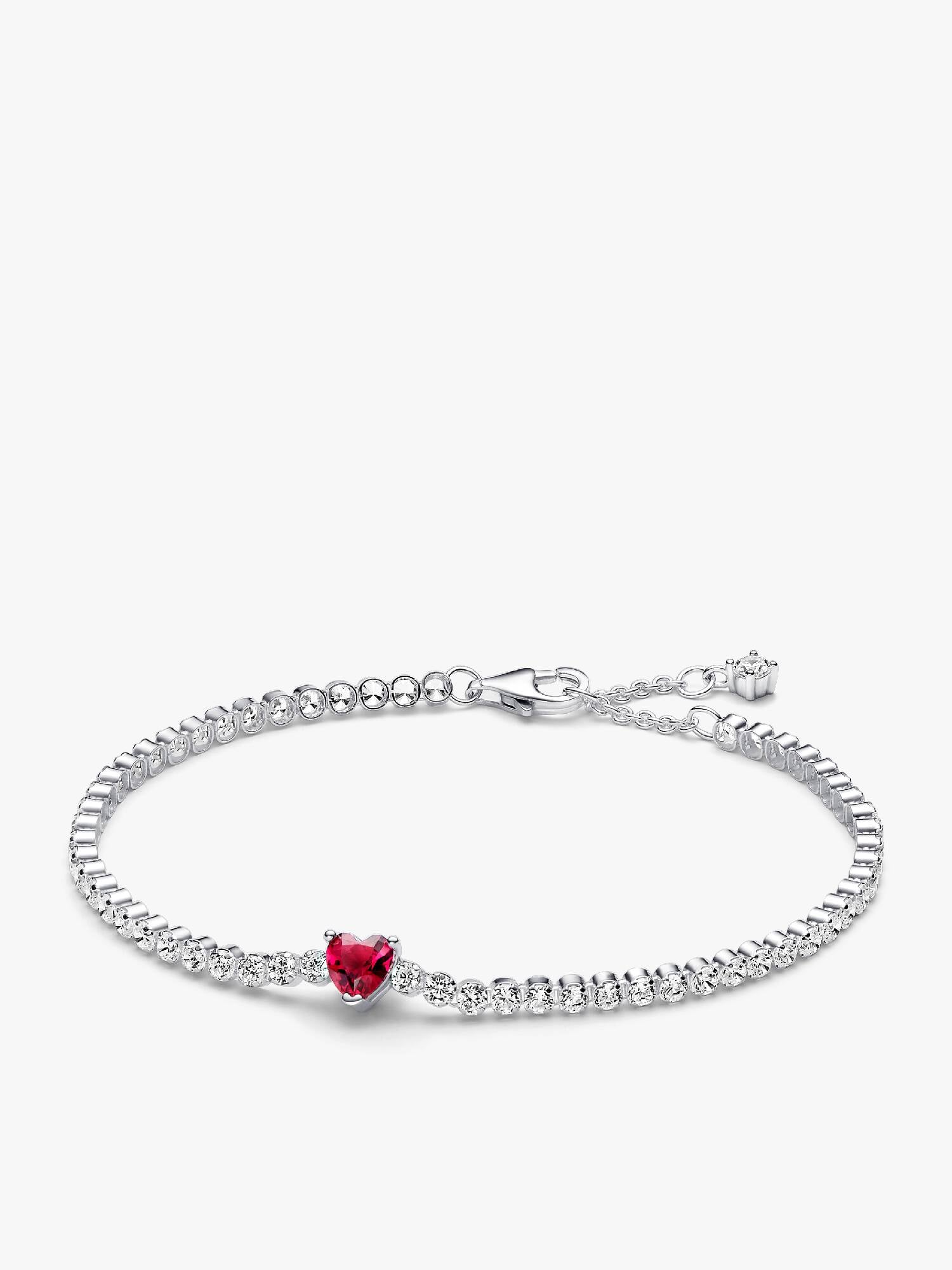 Red Sparkling Heart Tennis Bracelet