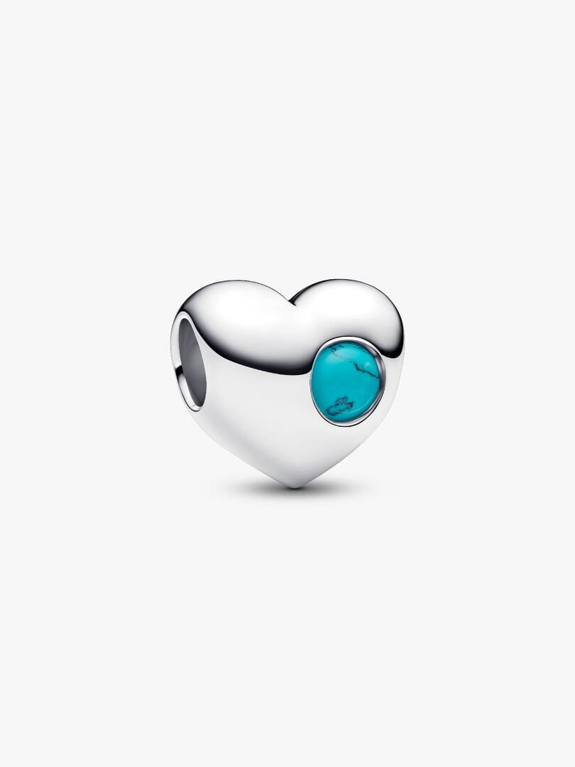 December Engravable Turquoise Blue Stone Heart Charm