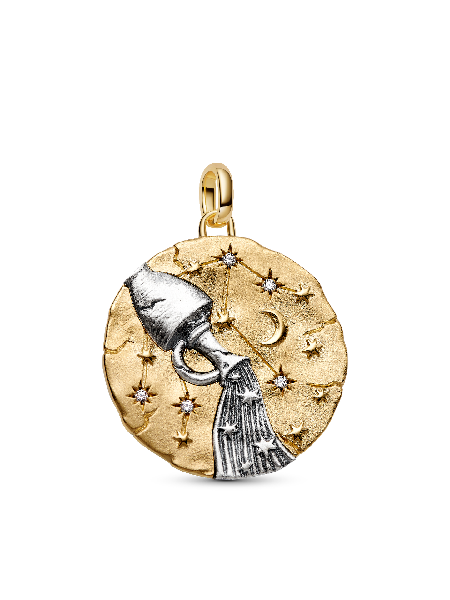 Женский шарм Pandora Aquarius Zodiac Oversized Medallion Charm, цвет: Двухцветный — фото 1