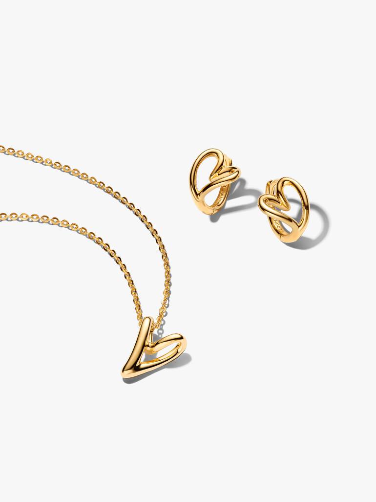 Golden Organic Heart Jewelry Gift Set