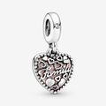 Love Makes A Family Dangle Charm with Pink Heart | Sterling silver ...