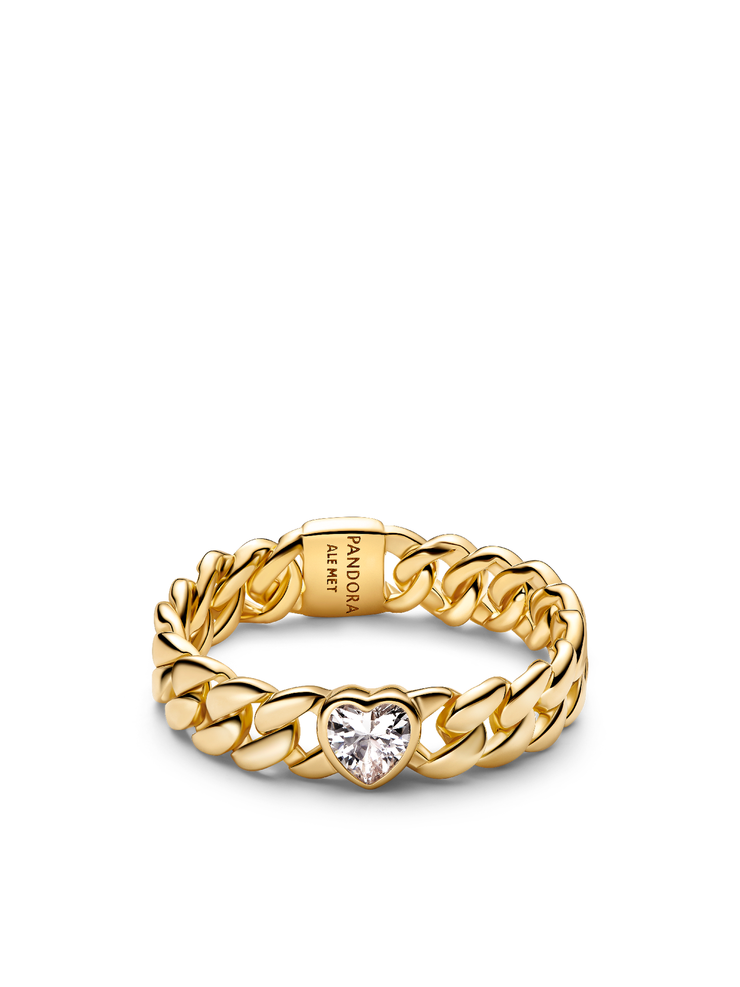 Женское кольцо Pandora Heart Cuban Chain, Gold plated, цвет: Позолоченный