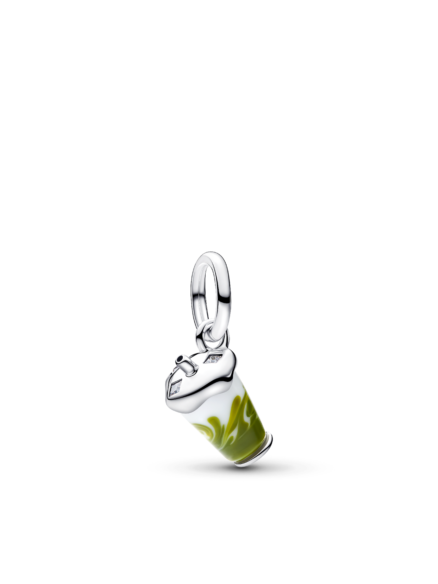 Женский шарм Pandora Iced Matcha Latte Murano Glass Dangle Charm, цвет: Серебро — фото 1