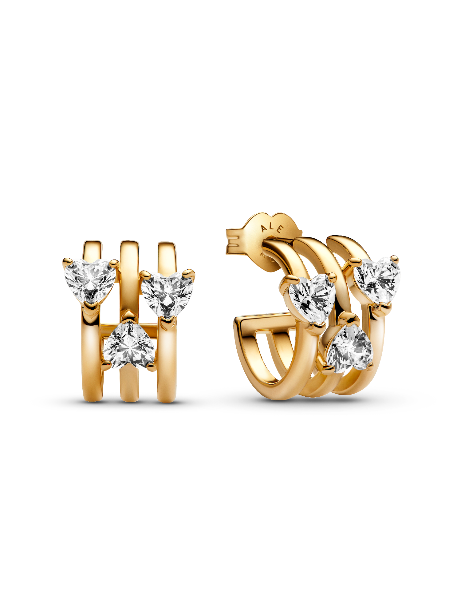 Triple Heart Hoop Earrings | Gold plated | Pandora US