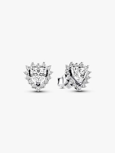 Sparkling Heart Halo Stud Earrings