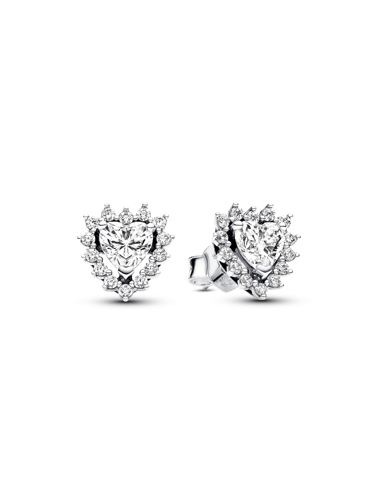 Sparkling Heart Halo Stud Earrings