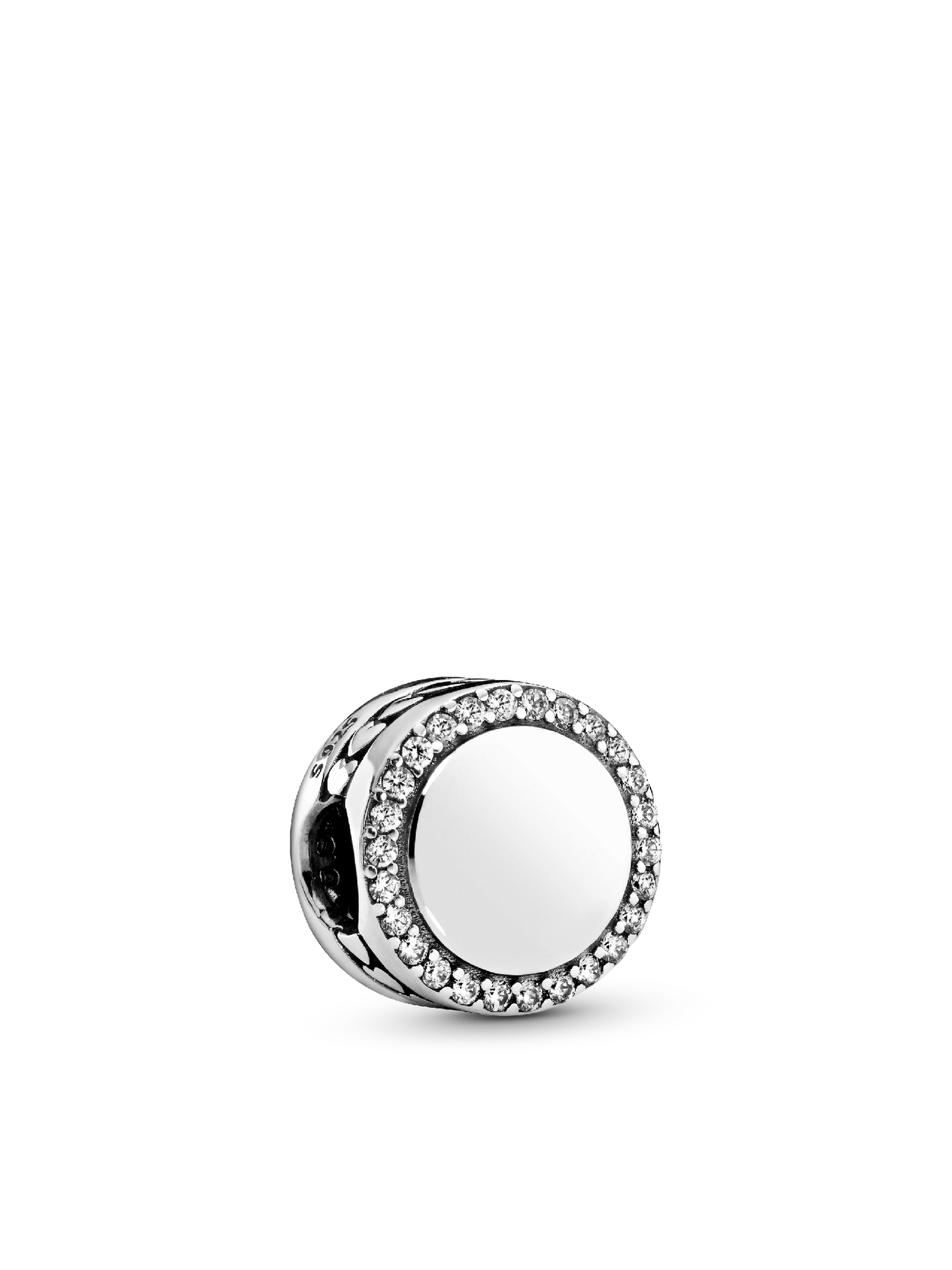 Женский шарм Pandora Engravable Sparkling Button Charm, Sterling silver, цвет: Серебро