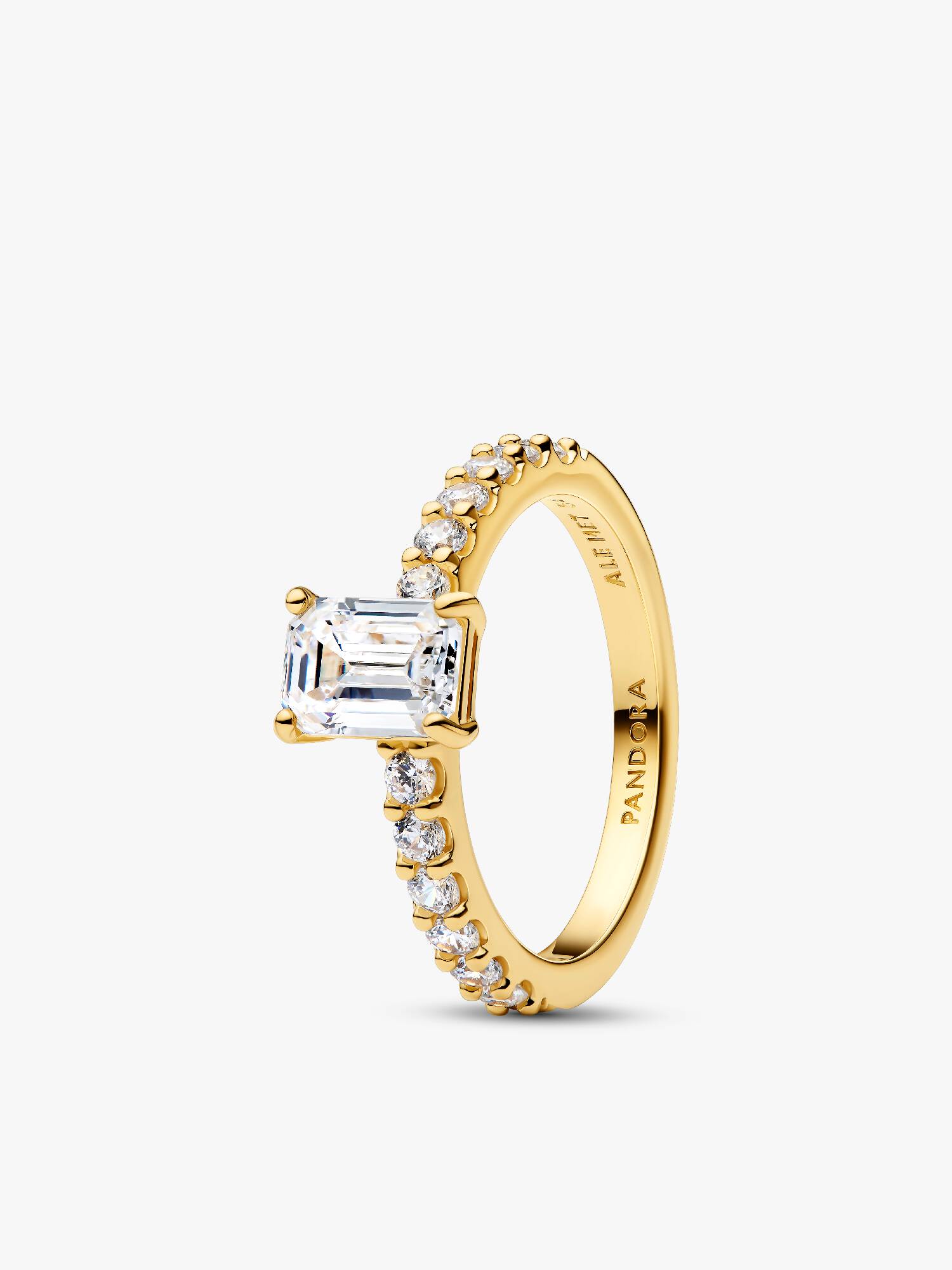 Rectangular Sparkling Halo Ring