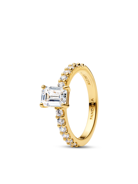 Женские украшения Pandora Rectangular Sparkling Halo Ring, Gold plated, цвет: Позолоченный