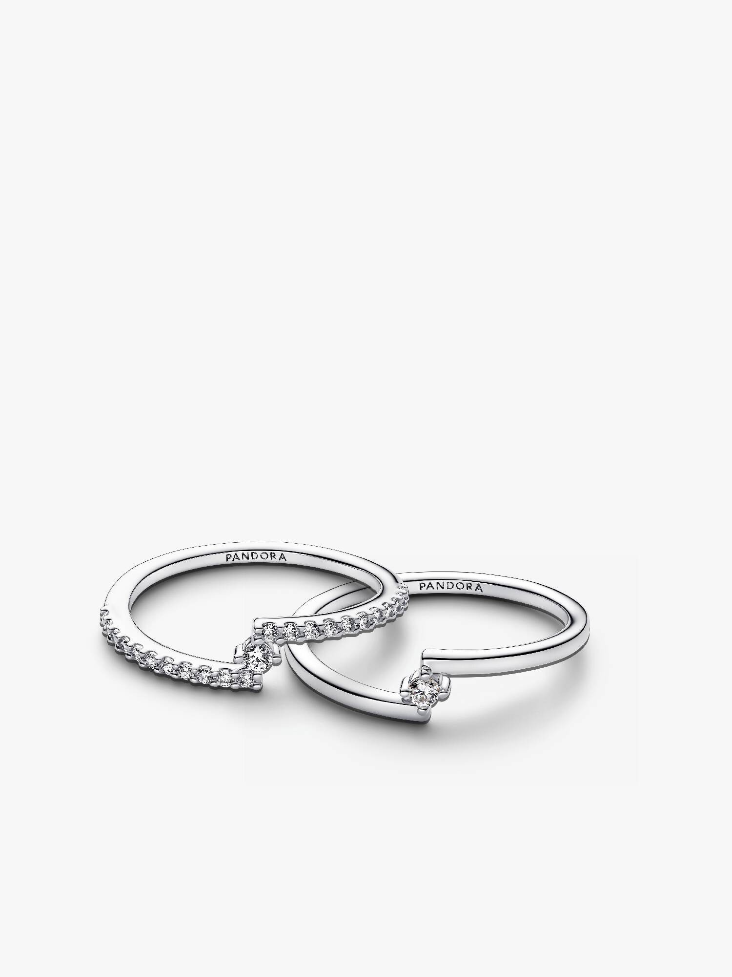 Sparkling Split Solitaire Pavé Ring Stack