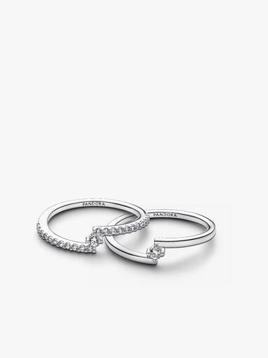 Sparkling Split Solitaire Pavé Ring Stack