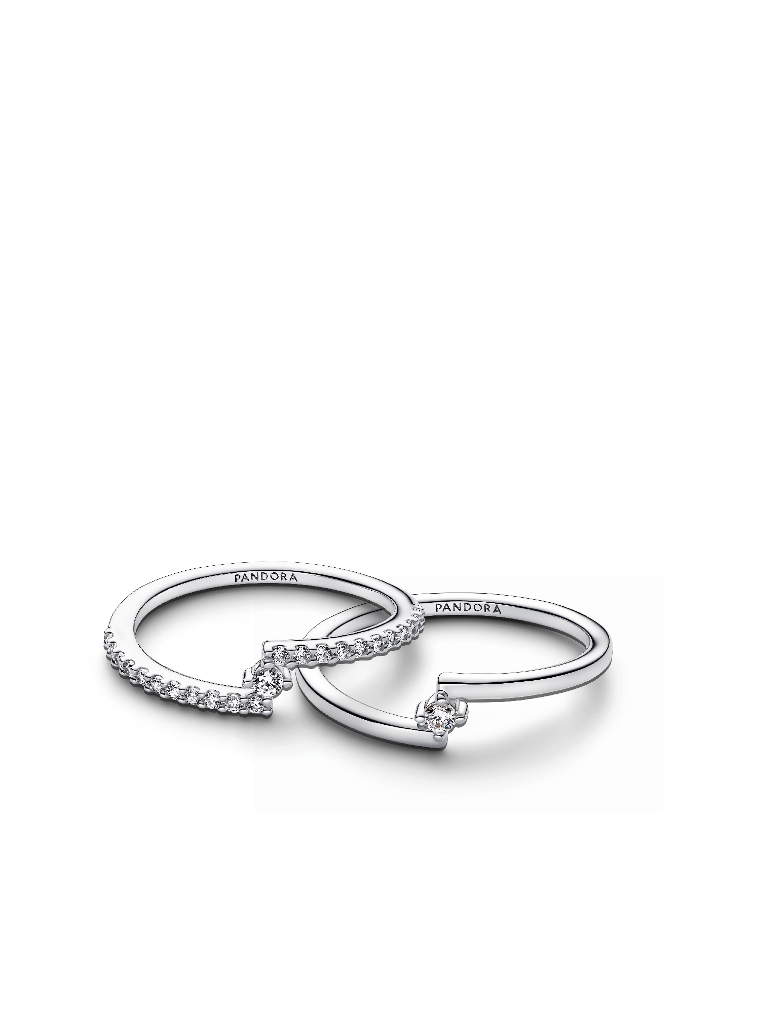 Sparkling Split Solitaire Pavé Ring Stack